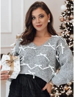 Dámský svetr s mašlemi grafitový Dstreet model 21982139 - FashionStreet