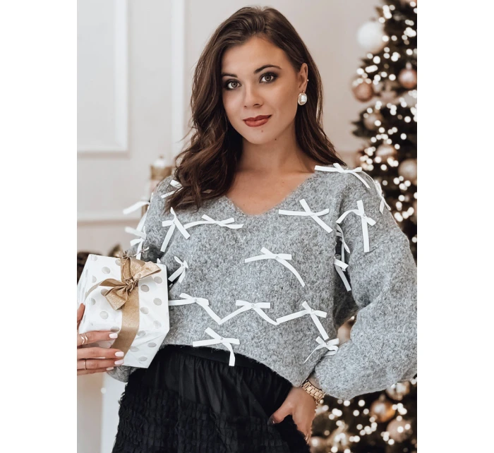 Dámský svetr s mašlemi grafitový Dstreet model 21982139 - FashionStreet