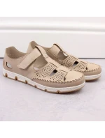 Rieker W RKR651 béžové kožené poltopánky s háčikom a pútkom Rieker W RKR651 béžové kožené poltopánky s háčikom a pútkom