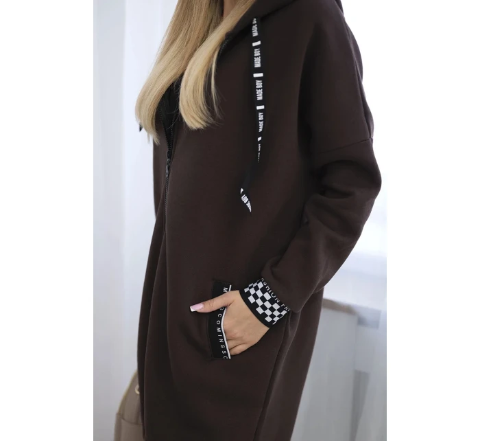 Mikina s kapucňou na zips hnedý