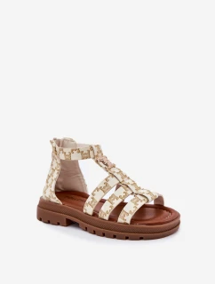 Dívčí sandály se zlatým detailem béžové model 21701166 - Boto