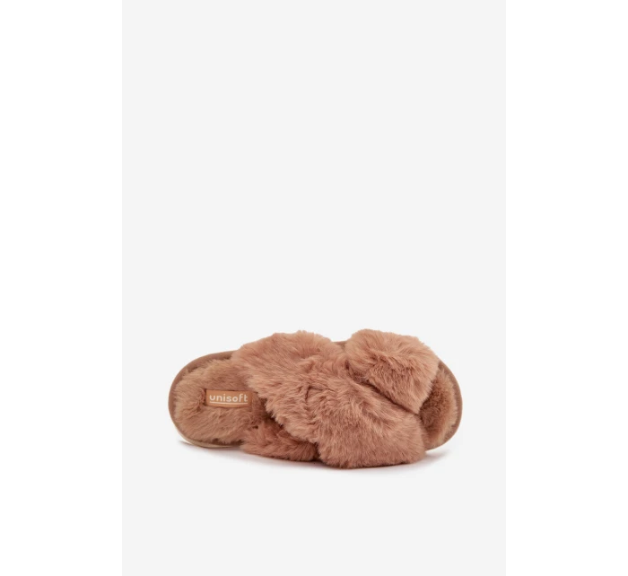 Kožešinové domácí pantofle pro ženy s se pásky Camel model 21708380 - EVENTO