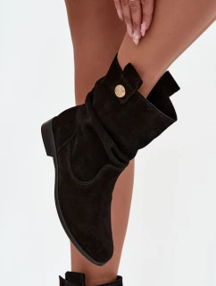 Kožené semišové dámské boty zateplené  Černé model 21712939 - Zazoo