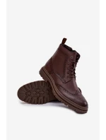 Kožené pánské boty Lee Cooper LCJ 25 33 3960 hnědé Botki Męskie