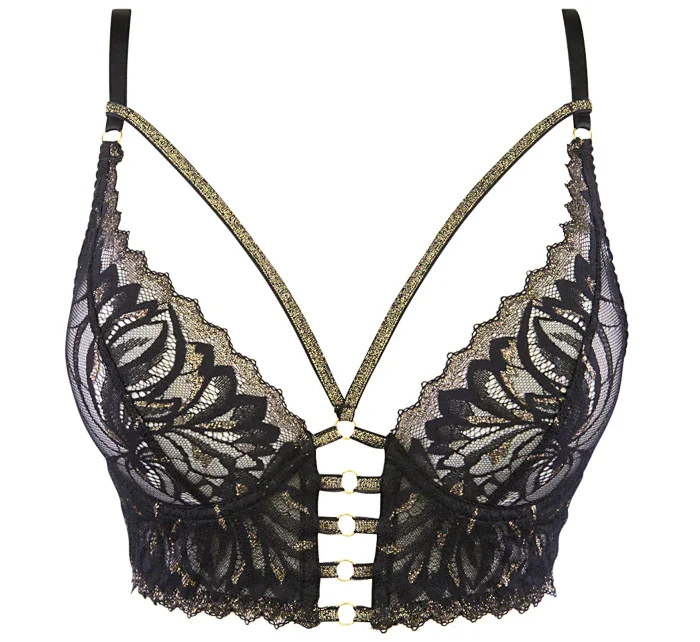 Trblietavý polokorzet V-10111 čierna/zlatá - Axami Trblietavý polokorzet V-10111 čierna/zlatá - Axami