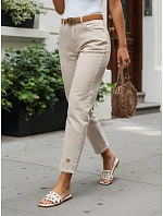 Dámske džínsy Mom Fit s opaskom, béžové, FashionStreet UY3083 Dámske džínsy Mom Fit s opaskom, béžové, FashionStreet UY3083