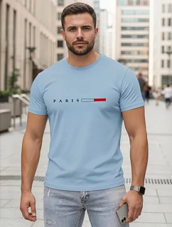 Pánske bavlnené tričko s nápisom PARIS, svetlo modré, FashionStreet NX5139R