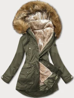 Khaki-béžová dámska zimná bunda (m-21356)