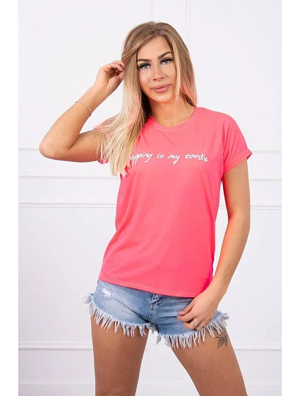 model 18743160 je moje kardio halenka růžová neonová - K-Fashion