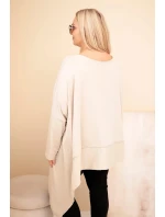 Dámská tunika Plus Size z bavlny s asymetrickým lemem béžová