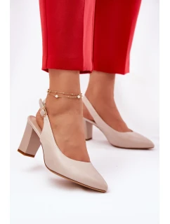 Wygodne Czółenka Na Słupku Sergio Leone SK162 Beżowe