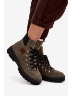 Zateplené dámské trapery na platformě tmavě zelené model 21714434 - Boto