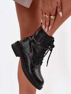Skórzane Botki Workery Damskie Z Ozdobnym Detalem Maciejka K7180-01 Czarne