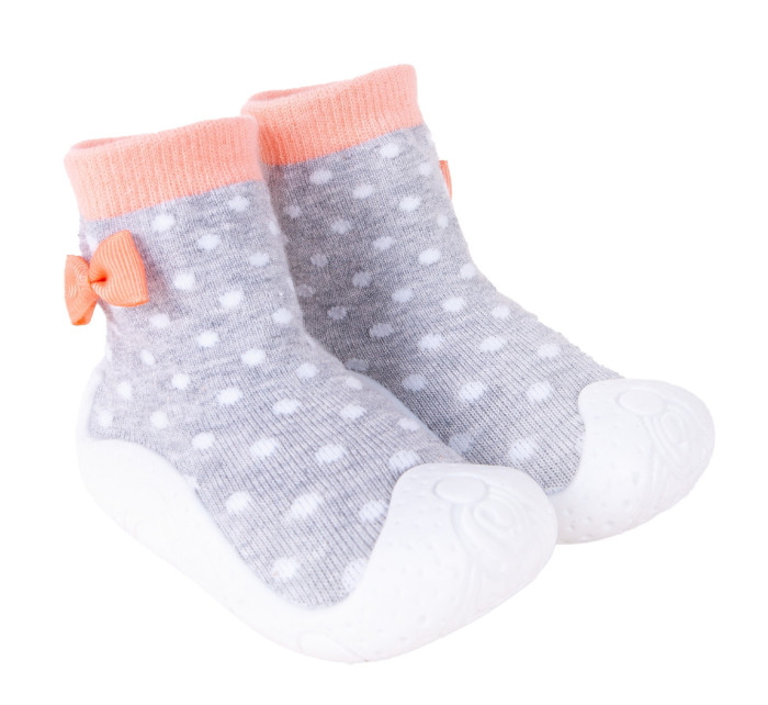 Yoclub Detské dievčenské protišmykové ponožky s gumovou podrážkou OBO-0135G-AA0B Grey