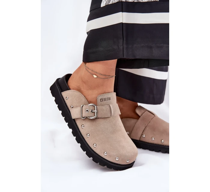 Dámske semišové papuče na platforme Big Star - béžové Dámske semišové papuče na platforme Big Star - béžové