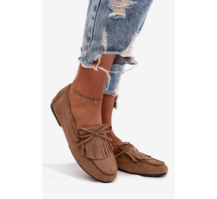 Dámske mokasíny s strapcami - svetlohnedé Janelisse Dámske mokasíny s strapcami - svetlohnedé Janelisse