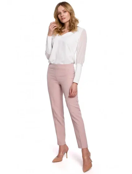 Dámske nohavice s úzkymi nohavicami K055 powder pink - Makover
