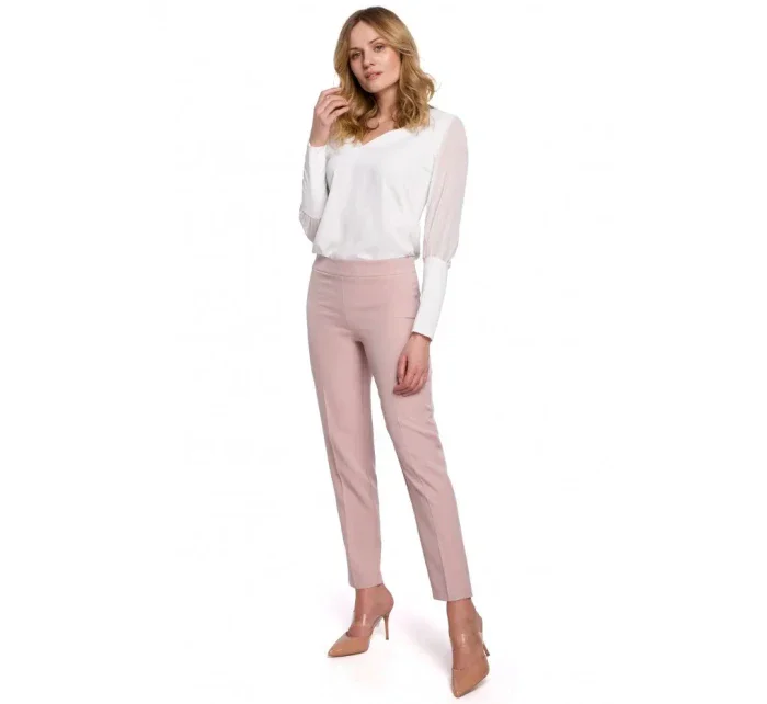 Dámske nohavice s úzkymi nohavicami K055 powder pink - Makover
