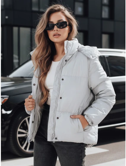 Dámská kožená přechodná bunda šedá model 21991817 - Dstreet