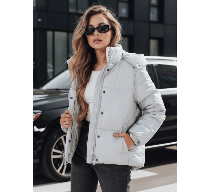 Dámská kožená přechodná bunda šedá model 21991817 - Dstreet