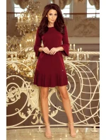 Pohodlné dámské plisované šaty v bordó barvě model 7606643 - numoco