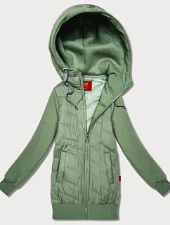 Dámská mikina v pistáciové barvě z různých materiálů s kapucí Goodlookin model 21787450 - LHD