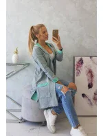 Dvojfarebná pláštenka s kapucňou mätová+sivá