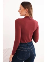 Dámsky kašmírový sveter s rolákom a dlhými rukávmi bordovej farby