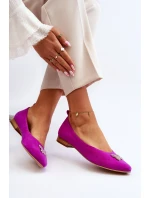 Zazoo 2887 Zamszowe Baleriny Z Ozdobnym Motylem Fuksja