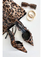 Lodičky s patou a pásky leopardí hnědé model 21711779 - Boto