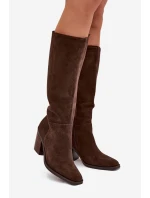 Dámske čižmy na podpätku so zipsom Lissara - čokoláda, eko semiš Dámske čižmy na podpätku so zipsom Lissara - čokoláda, eko semiš