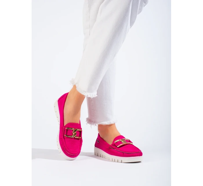 Pekné dámske ružové mokasíny bez podpätku Pekné dámske ružové mokasíny bez podpätku