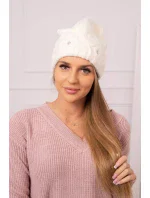 Dámská čepice ecru model 18752331 - K-Fashion Dámská čepice ecru model 18752331 - K-Fashion