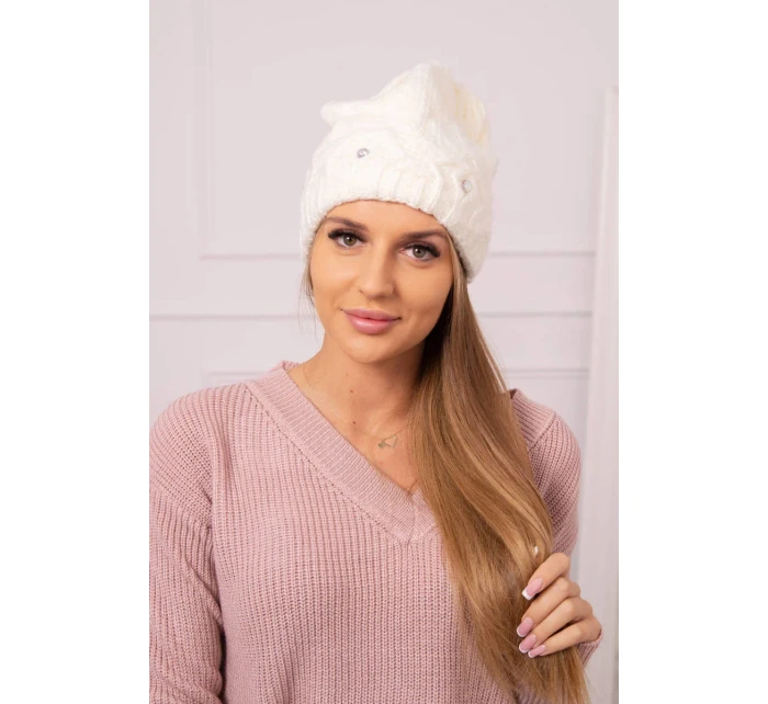 Dámská čepice ecru model 18752331 - K-Fashion Dámská čepice ecru model 18752331 - K-Fashion