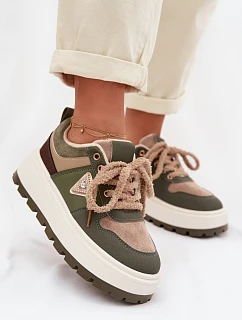 Zateplené dámské tenisky na platformě Zelená model 22039759 - Boto