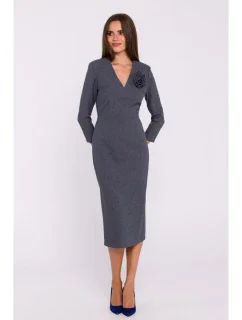 model 20503014 Květinové tužkové šaty šedé - STYLOVE