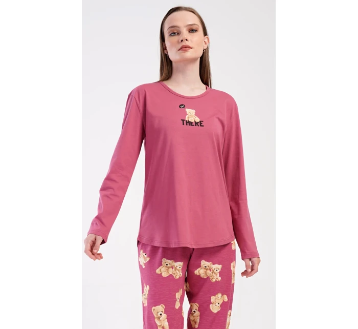 Dámske dlhé pyžamo Ružový medveď