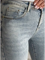 Dámské džínové úzké kalhoty s ozdobou modré Dstreet model 21985189 - FashionStreet