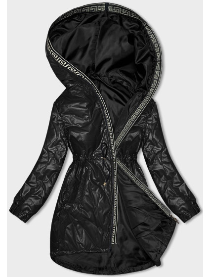 Čierna dámska bunda s ozdobným prešívaním S'West (B8146-1)