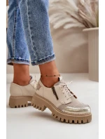 Półbuty Damskie Ze Skóry Naturalnej Beżowe Maciejka 06177-04