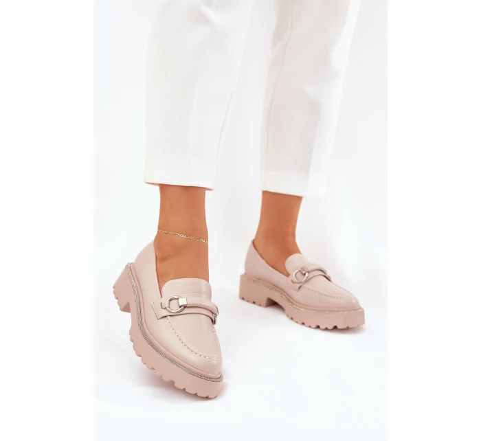 Dámské Mokasíny Ozdobené Zirkony Béžové model 21690339 - Boto Dámské Mokasíny Ozdobené Zirkony Béžové model 21690339 - Boto