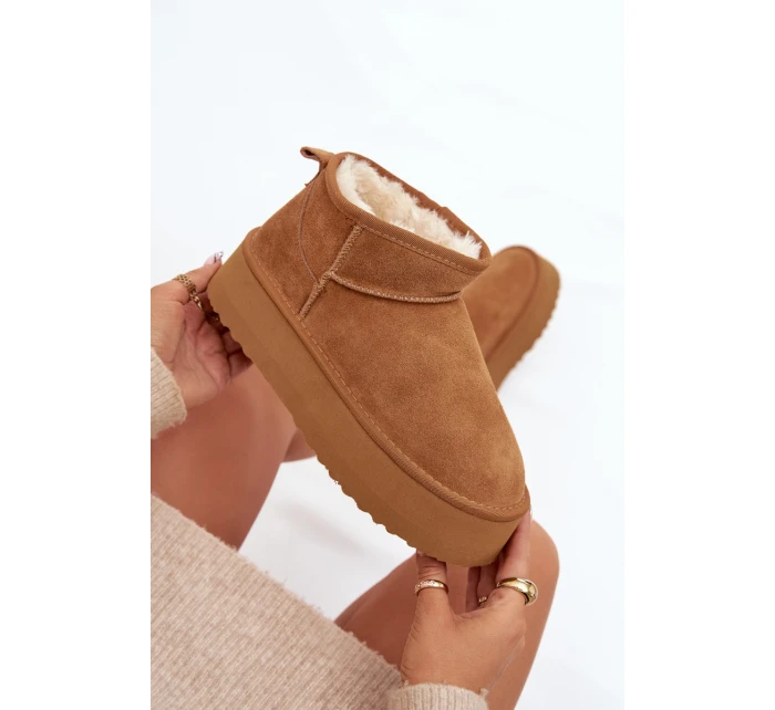 Dámské sněhule z přírodního semiše Camel Mairene