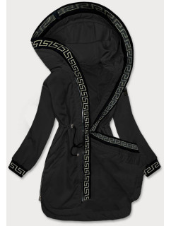 Tenká čierna dámska bunda s ozdobným lemovaním S'West (B8140-1)