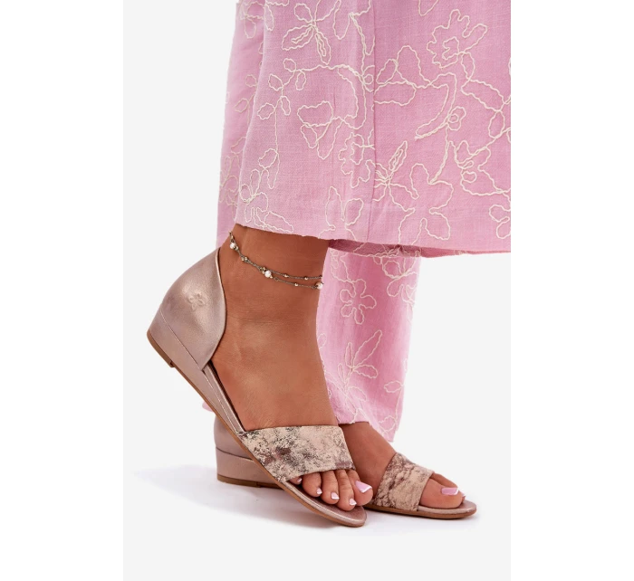 Kožené sandály model 21697441 zlaté - Maciejka