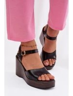 Dámské sandály na platformě Eko kůže Černé model 21937502 - Boto