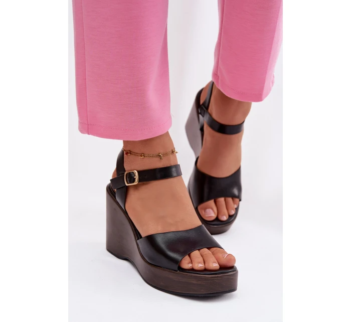 Dámské sandály na platformě Eko kůže Černé model 21937502 - Boto