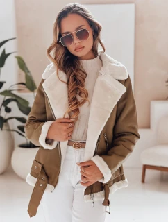 Dámska kožená bunda s ovčou kožou NORFDIMA camel FashionStreet TY4738