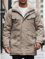 Pánska zimná bunda parka s kapucňou béžová FashionStreet TX4969z Pánska zimná bunda parka s kapucňou béžová FashionStreet TX4969z