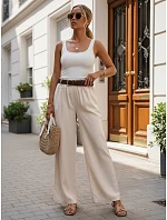 Dámske nohavice z lyocellu so širokými nohavicami, béžové, FashionStreet UY3068