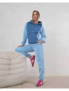 Dámska dvojfarebná tepláková súprava v modrej farbe (554)
